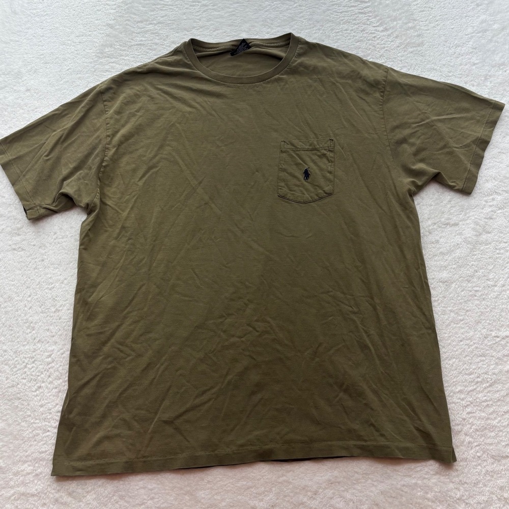 Vintage Polo Ralph Lauren Made in USA Olive Green Pocket T-Shirt XL 90s